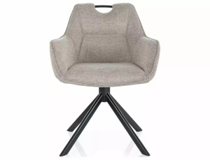 SCAUN PIVOTANT REMO, BEJ DESCHIS 31/NEGRU MAT, TAPITERIE DIN STOFA BREGO SI PICIOARE DIN METAL, STIL MODERN - Img 2