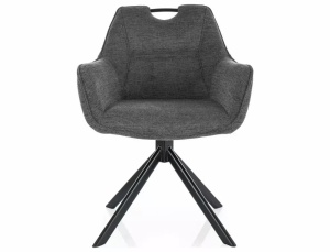 SCAUN PIVOTANT REMO, GRI INCHIS 18/NEGRU MAT, TAPITERIE DIN STOFA BREGO SI PICIOARE DIN METAL, STIL MODERN - Img 2