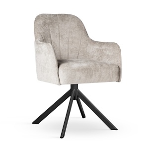SCAUN PIVOTANT TULIP SUPREME, CONFECTIONAT DIN METAL, SPUMA, ARCURI SI TEXTIL, BEJ/NEGRU, STIL MODERN