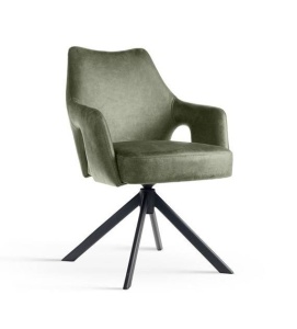 SCAUN PIVOTANT VESPER, VERDE/NEGRU, TAPITERIE DIN CATIFEA SI PICIOARE DIN METAL, STIL MODERN