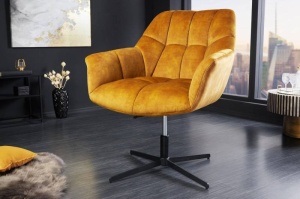 SCAUN ROTATIV 360°, PAPILLON 80/90CM, CATIFEA GALBENA SI METAL, DESIGN INDUSTRIAL - Img 1