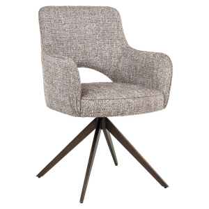 SCAUN ROTATIV 360 GRADE CU AUTO RETURN, GINERVA EARTH TWEED, 214154, CONFECTIONAT DIN POLIESTER, METAL SI SPUMA, BEJ/BRONZ, STIL MODERN