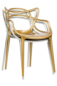 SCAUN TERASA LUXO, AURIU, CONFECTIONAT DIN POLICARBONAT, STIL MODERN - Img 2