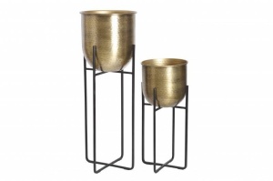 SET 2 GHIVECE, BLACK/GOLD, DIN METAL, COD 42735, DESIGN INDUSTRIAL