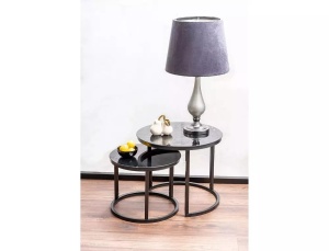 SET 2 MASUTE DE CAFEA ATLANTA D II, 43/53 CM, NEGRU/NEGRU MAT, BLAT DIN STICLA SECURIZATA SI CADRU DIN METAL, STIL MODERN - Img 1