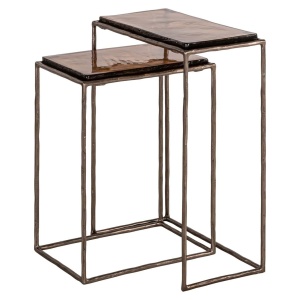 SET 2 MASUTE DE CAFEA VILLANO, 214498, BRONZ/MARON, CONFECTIONATE DIN OTEL SI STICLA, STIL RUSTIC - Img 2