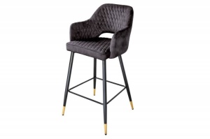 SET 2 SCAUNE BAR, PARIS, CATIFEA DE CULOARE ANTRACIT, COD 41514, STIL RETRO - Img 5
