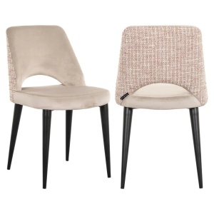 SET 2 SCAUNE DINING TABITHA khaki velvet / trendy rose (Be trendy 1673 rose), S4482, CONFECTIONAT DIN 100% POLIESTER, SPUMA SI METAL, RICHMOND INTERIORS