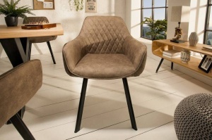SET 2 SCAUNE, PALERMO, COD 39343, MICROFIBRA TAUPE, STIL VINTAGE - Img 7