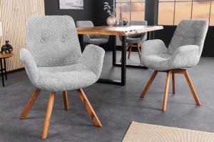 SET 2 SCAUNE ROTATIVE, BALTIC, GRI, METAL SI TESATURA BUCLE, DESIGN MODERN, ARTIM GROUP SELECTION