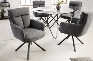 SET 2 SCAUNE ROTATIVE, BIG GEORGE GRI INCHIS, TEXTIL, COD 42082, ASPECT RETRO - Img 1