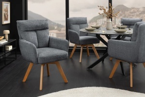 SET 2 SCAUNE ROTATIVE, BIG GEORGE, TEXTIL CHENILLE SI LEMN, CULOARE GRI, ARTIM GROUP SELECTION
