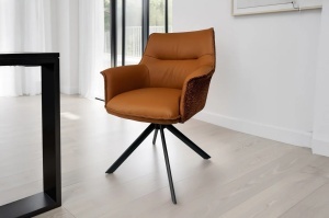 SET 2 SCAUNE ROTATIVE, LE GRAND, MARO/CONIAC, PIELE ECO SI MATERIAL TEXTIL, ARTIM GROUP SELECTION
