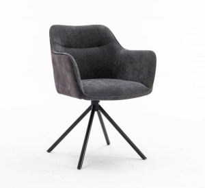 SET 2 SCAUNE ROTATIVE, VERONA, GRI, METAL SI CATIFEA, COD 44155, DESIGN MODERN - Img 1