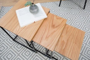 SET 3 MASUTE DE CAFEA TRIO SLIM CULOARE NATURALA STIL MODERN B2 - Img 2