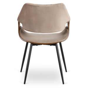 SET 4 SCAUNE, ARTIM MEBLE, REALIZAT DIN MATERIAL CATIFEA BEJ SI FURNIR/METAL, STIL MODERN - Img 9