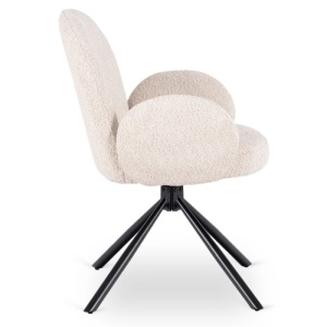 SET 4 SCAUNE ROTATIVE, ARTIM MEBLE, REALIZAT DIN MATERIAL BOUCLE BEJ SI METAL, STIL MODERN - Img 6