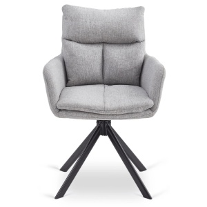SET 4 SCAUNE ROTATIVE, ARTIM MEBLE, REALIZAT DIN MATERIAL TEXTIL GRI SI METAL, STIL MODERN - Img 3