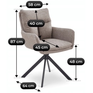 SET 4 SCAUNE ROTATIVE, ARTIM MEBLE, REALIZAT DIN MATERIAL TEXTIL MARO DESCHIS SI METAL, STIL MODERN - Img 7
