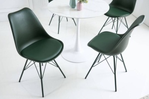 SET 4 SCAUNE, SCANDINAVIA, DIN METAL SI PIELE ECO VERDE
