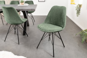 SET 4 SCAUNE, SCANDINAVIA, VERDE PETROL, CATIFEA STRIAT, MODEL DEOSEBIT