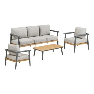 SET DE EXTERIOR COMILLAS, REALIZAT DIN ALUMINIU, POLIRATAN SI TEXTIL, CULOARE GRI/ANTRACIT, HOUSE NORDIC