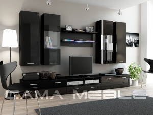 SET LIVING CU LED DREAM 2 NEGRU MAT/NEGRU LUCIOS DESIGN MODERN CM