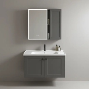 SET MOBILIER DE BAIE CU LAVOAR, OGLINDA, MONTI 60CM, GRI, JUST IN COLLECTION