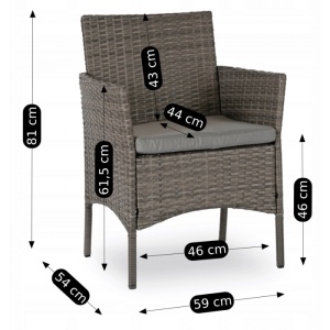SET MOBILIER DE GRADINA/TERASA, MISSISSIPI, ARTIM MEBLE, DIN METAL, TECHNORATAN SI STICLA, CULOARE GRI - Img 12