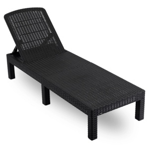 SEZLONG PLAJA PLIABIL, ARTIM MEBLE, REALIZAT DIN TEHNORATAN, CULOARE NEAGRA, STIL MODERN - Img 3