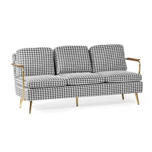 Sofa CARDI 3, negru/alb/auriu, cu tapiterie din textil, ATR