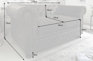 SOFA CHESTERFIELD II 150CM, 2 LOCURI, COD 40518, GRI ANTICHIZAT - Img 7
