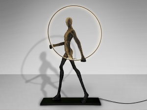 STATUETA DECORATIVA CAMINANTE, 218 CM, NEGRU MAT, DIN FIBRA DE STICLA SI RASINA, STIL MODERN - Img 3