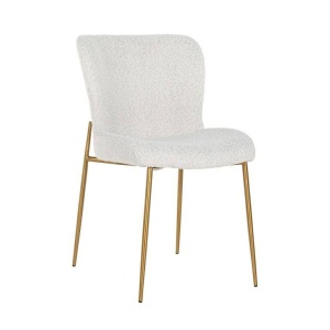 STOC 3 BUC!!! SCAUN DINING ODESSA, ALB/AURIU, DIN TEXTIL PLUSAT SI METAL, STIL MODERN RICHMOND INTERIORS