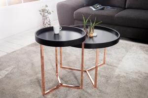 STOC!!! MASUTA DE CAFEA 60CM, CUPRU/NEGRU CU TAVITA DETASABILA, MODUL, DESIGN MODERN - Img 5