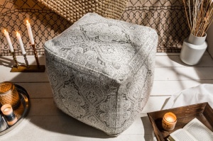 TABURET ALB/GRI ORIENTAL 39019 DESIGN MODERN - Img 2