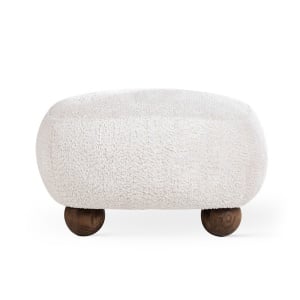 TABURET CONFORTABIL BAOBAB, CREM/NUC, TAPITERIE DIN TEXTIL, SPUMA SI LEMN, STIL MODERN