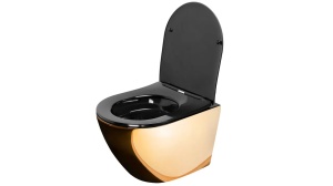 VAS DE TOALETA SUSPENDAT REA CARLO MINI FLAT, AURIU/NEGRU, DIN CERAMICA, CALITATE SUPERIOARA - Img 3