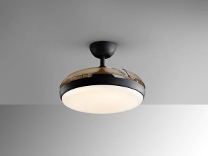VENTILATOR VENTURI, CU TELECOMANDA, 40/52 CM, NEGRU MAT/OPAL/FUMURIU, DIN METAL SI ACRIL, STIL MODERN - Img 5