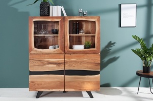 VITRINA 140CM, DESIGN VINTAGE/INDUSTRIAL, DIN LEMN MASIV DE SALCAM, ARTIM GROUP SELECTION