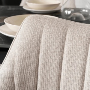 10X SCAUN ROTATIV, ARTIM MEBLE, REALIZAT DIN MATERIAL TEXTIL, CULOARE CREM, STIL MODERN - Img 2