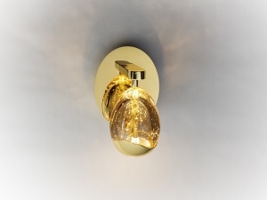 APLICA ROCIO, 19 CM, AURIU/SAMPANIE, DIN METAL SI STICLA, STIL MODERN