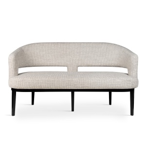 BANCUTA/SOFA ALKMAAR 160, BEJ/NEGRU, CONFECTIONATA DIN TAPITERIE DIN TEXTIL, SPUMA SI PICIOARE DIN LEMN, STIL MODERN
