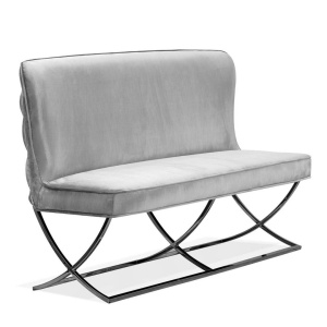 BANCUTA/SOFA SCARLET, GRI/NEGRU, TAPITERIE DIN CATIFEA SI PICIOARE DIN METAL, STIL MODERN
