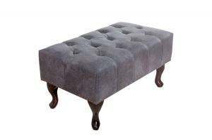 BANCUTA/TABURET, DESIGN ENGLEZESC, CHESTERFIELD, GRI ,80CM, COD 37474 - Img 1