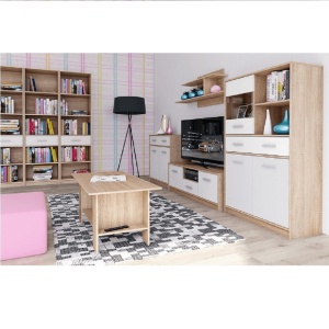 Birou PC 1S, alb/stejar sonoma, TEYO, 0000237193