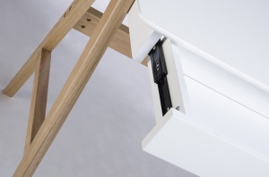 BIROU RIVA, ALB MAT/STEJAR, 120 CM, STIL SCANDINAV, B2 - Img 7