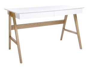 BIROU RIVA, ALB MAT/STEJAR, 120 CM, STIL SCANDINAV, B2