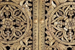 BUFET 110CM, MARO/AURIU, DIN LEMN DE MANGO SCULPTAT, GINER Y COLOMER - Img 6