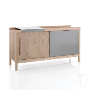 BUFET 2 USI 150CM, KORA, COD 3479, STIL MODERN, REALIZATA DIN LEMN MASIV SI MDF - Img 1